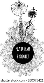 Label for natural cosmetic products. Vector illustration.