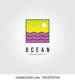 Label if Nautical Logo Ocean Sunset Icon Concept Vintage Vector Illustration Design