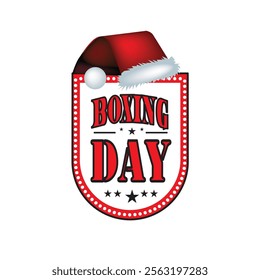 Label with the new year event Boxing Day. Vector illustration