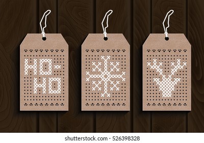 Label new Year wood texture