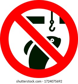 Label No ice fishing, vector illustration for print