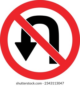 Etikett Nr. linker U-Turn-Schild, Vektorgrafik