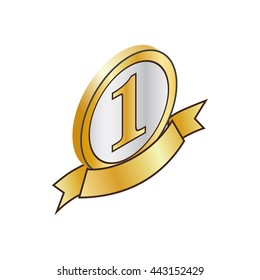 Label number one icon in isometric 3d style isolated on white background. Products and design symbol