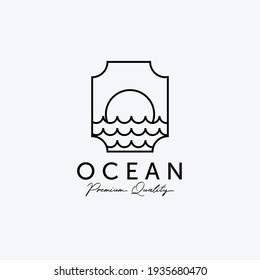 Logo de la Línea de Amanecer del Océano, diseño de ilustración de la marina atlántica, concepto de vectores Horizontales