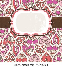  label on background with valentines hearts,  vector illustration