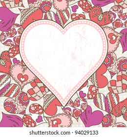  label on background with valentines hearts,  vector illustration