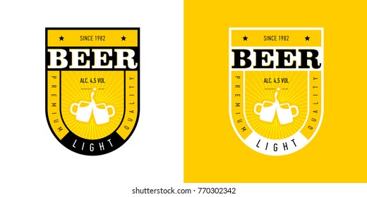 Label on beer bottle. Vector set for light and dark beer