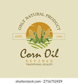 Etiqueta en botella para aceite de maíz refinado para cocinar