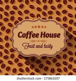 Label on coffee beans vector seamless.