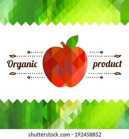 Label on color background made of triangles. Vector background with geometric shapes.