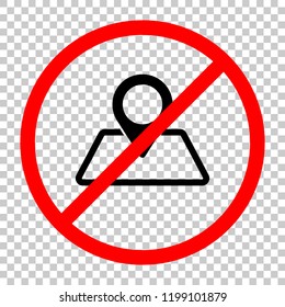 label on map. simple silhouette. Not allowed, black object in red warning sign with transparent background