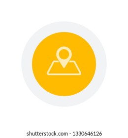 label on map. simple silhouette. Icon in colored circle with gray bold border. Web button, modern flat design