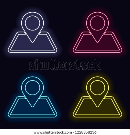 label on map. simple silhouette. Set of fashion neon sign. Casino style on dark background. Seamless pattern