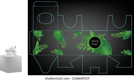 Label on packaging container with black tropical design template and. Illustration vector tissue box Tissue nature concept, Mock up, , Packaging vector illustration ready to go for print box