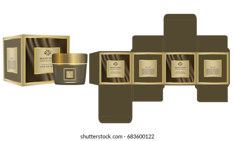 Label on packaging container with luxury box design template and mockup box. Illustration vector