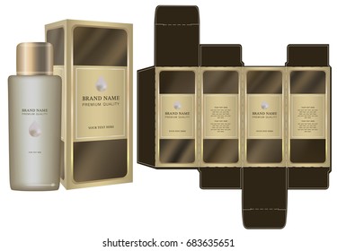 Label on packaging container with luxury box design template and mockup box. Illustration vector