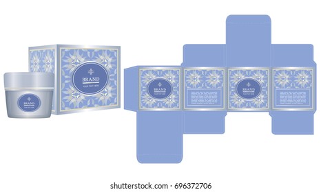 Label on packaging container with luxury box design template and mockup box. Illustration vector