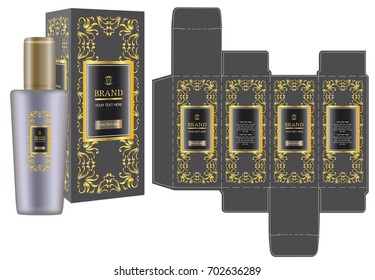 Label on packaging container with luxury box design template and mockup box. Illustration vector