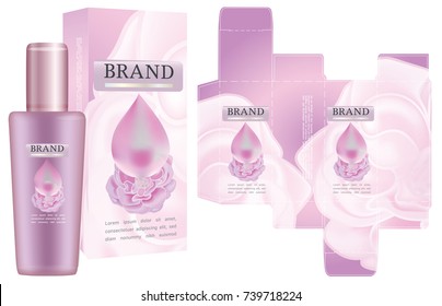 Label on packaging container with luxury box design template and mockup box. Vector illustration.