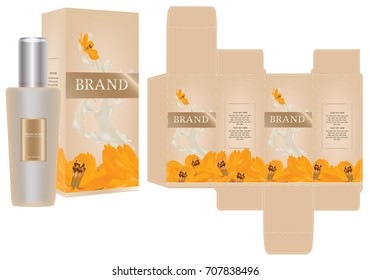 Label on packaging container with natural concept box design template and mockup box. Illustration vector