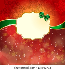 Label  on a shines red background. Vector illustration