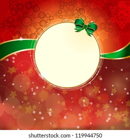 Label  on a shines red background. Vector illustration