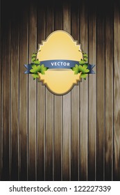 Label on wooden background