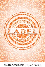 Label orange mosaic emblem with background