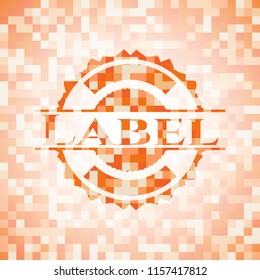 Label orange mosaic emblem with background