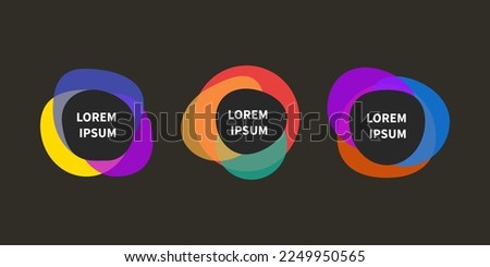 Label, organic shapes, abstract web frame, border. Set of round random stickers