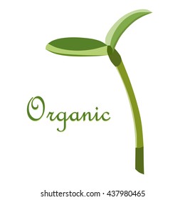 Label organic sprout symbol, isolated vector