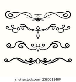 Label ornament dividers. Decorative retro page divider borders