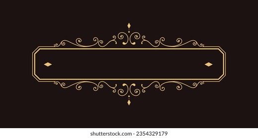 Label ornament vintage luxury frame wedding invitation card text box title border islamic ornament editable golden background