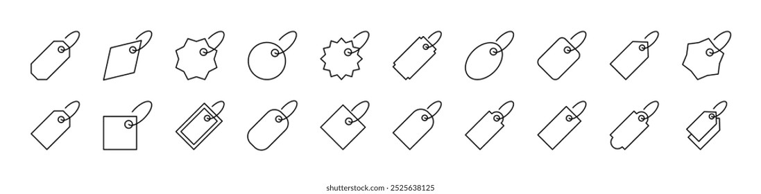 Label Outline Web Line Icons Collection. Editable Stroke. Minimalistic Linear Pictogram for Design of Cards, Apps, Banners, Posts