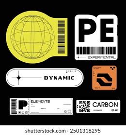 Label pack design. Vector graphic asset for streetwear design. Retro futuristic element in Y2K for apparel, clothing and poster design