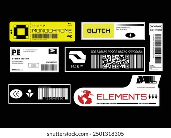 Label pack design. Vector graphic asset for streetwear design. Retro futuristic element in Y2K for apparel, clothing and poster design