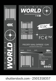 Label pack design. Vector graphic asset for streetwear design. Retro futuristic element in Y2K for apparel, clothing and poster design