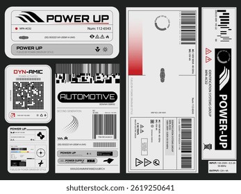 Label pack design. Vector graphic asset for streetwear design. Retro futuristic element in Y2K for apparel, clothing and poster design