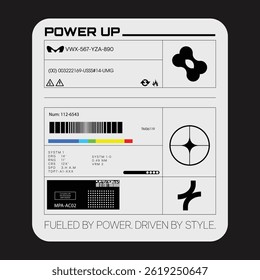 Label pack design. Vector graphic asset for streetwear design. Retro futuristic element in Y2K for apparel, clothing and poster design