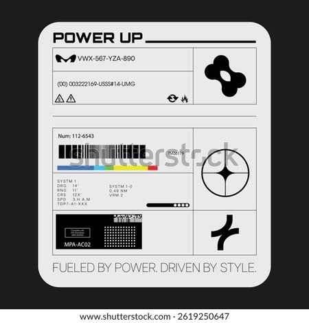 Label pack design. Vector graphic asset for streetwear design. Retro futuristic element in Y2K for apparel, clothing and poster design