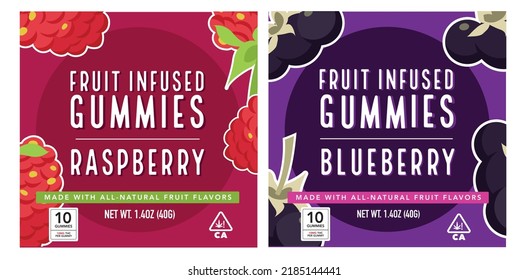 Label packaging design for candy product. sticker for packaging design label. Raspberry, Blueberry Flavor