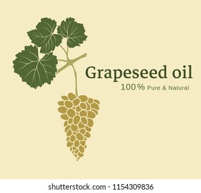 Label, packaging design with grapes for juice, wine, vinegar, oil, soap, perfume, aromatherapy, etc.