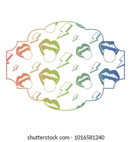 label pattern retro mouth tongue out rock and roll