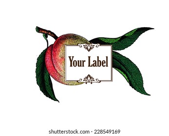 Label for a peach product