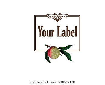 Label for a peach product