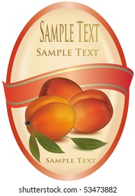 Label with peaches. Photo-realistic vector illustration.