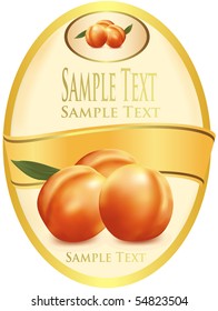 Label with peaches. Photo-realistic vector illustration.