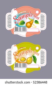 Label with pear and lemon for cookies