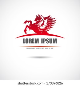 Label with Pegasus. Vector illustration.