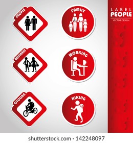 label people over gray background vector illustration
